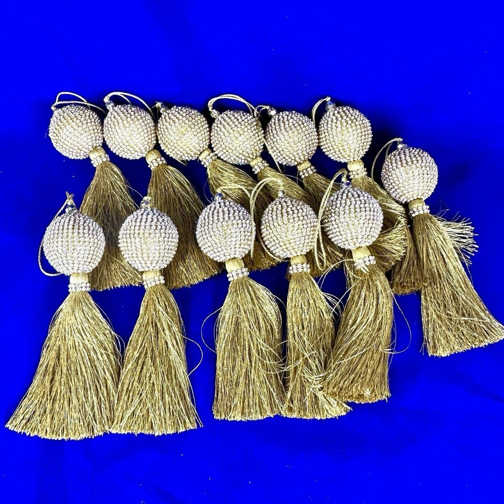 Lot of 12 Vintage Rhinestone Tassels Ornaments ELEGANT